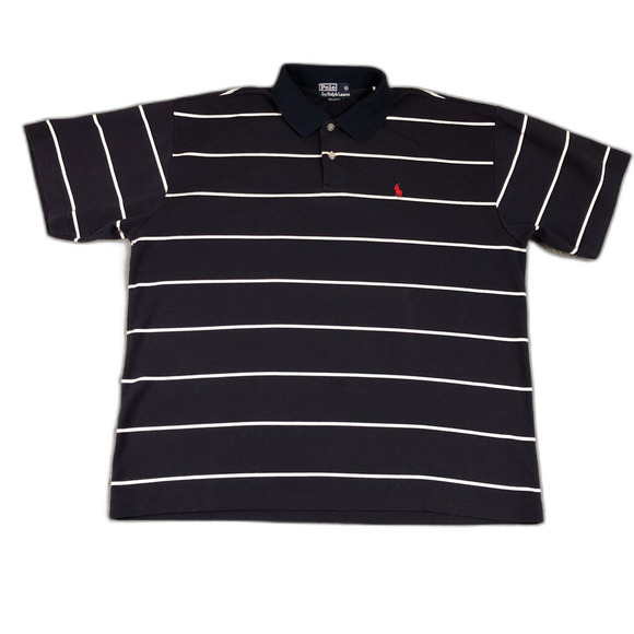 Polo Ralph Lauren Shirt Men Large Blue‎ Polo Classiccore Dad Golf Logo Striped - Picture 1 of 8
